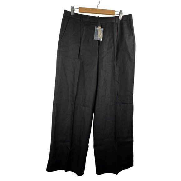 J.Crew Wide-leg Essential pant in linen wide leg classic 90s black sz 14 - Picture 2 of 10